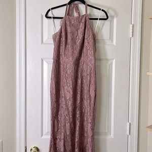 Every Memory Mauve Lace Halter Maxi Dress
